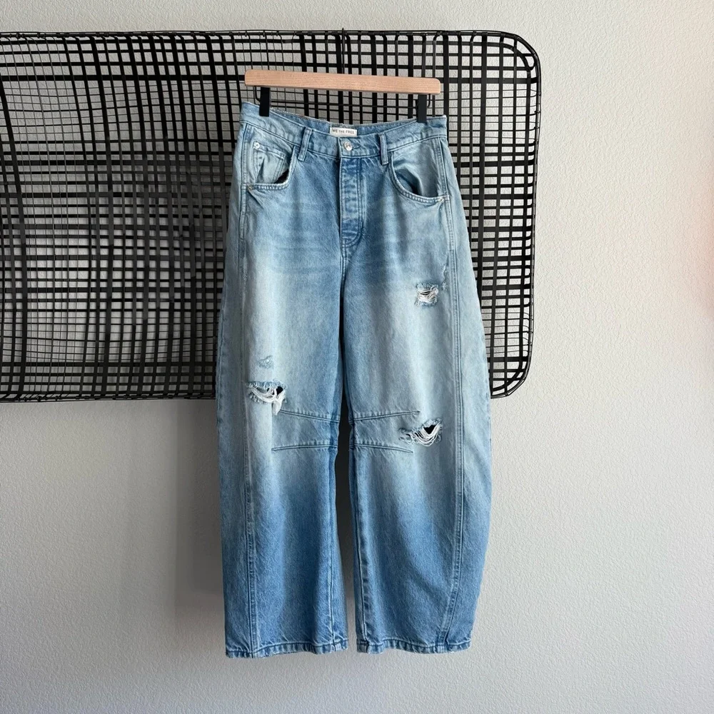 Free people We The Free Good Luck Mid-Rise Barrel Jeans - Picture 2 of 8